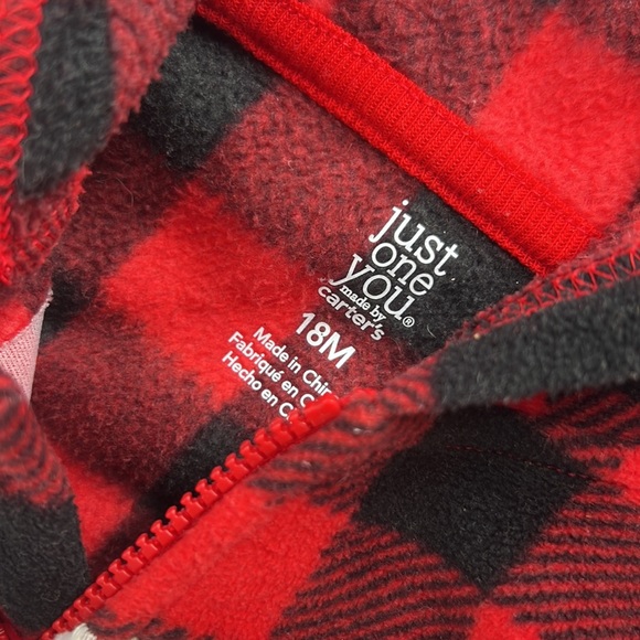 Carter's Just One You Size 18 Month Red Fleece Polar Bear Sleep & Play Jumpsuit - Picture 2 of 4